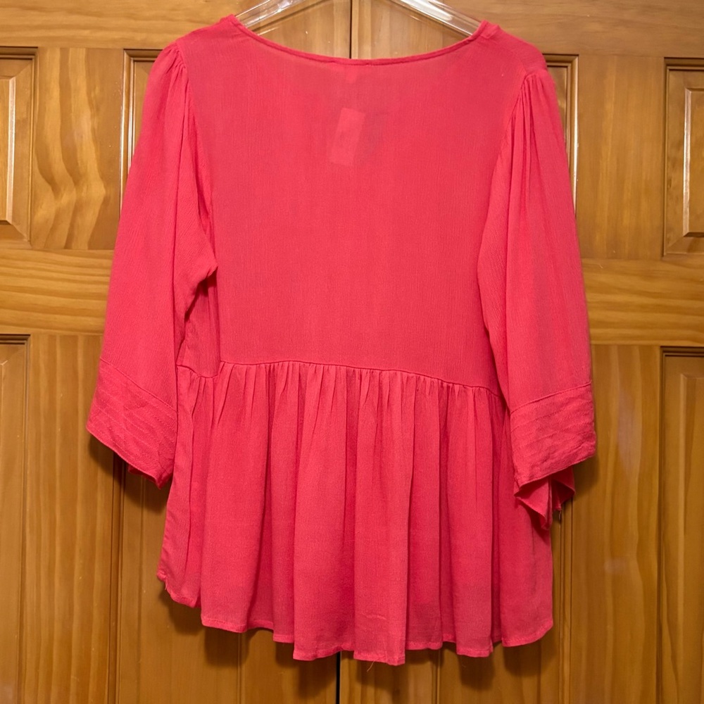 Kori Coral Pink Boho Tassel Tunic Size Small NWT - Picture 3 of 10